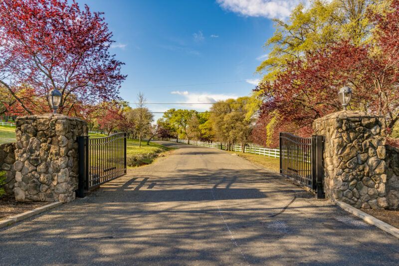 Gated driveway to community in Placer County